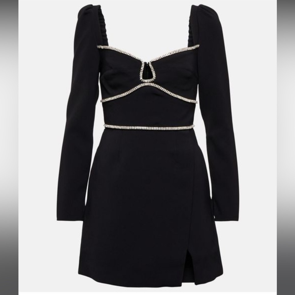 Self-Portrait Black Embellished Crepe Minidres